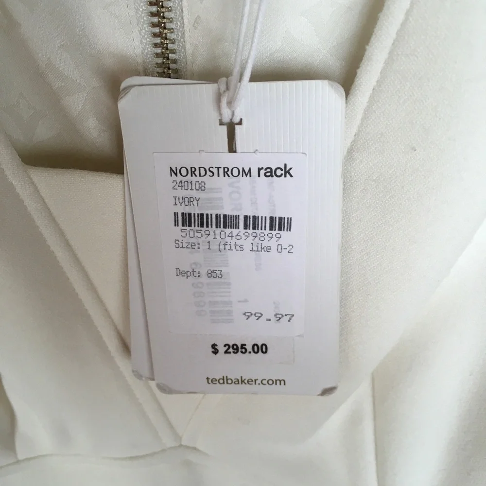 NWT Ted Baker Fitted White Dress - Picture 5 of 6